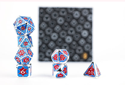 LPG Dice Set - Metal RPG Leadlight Red/Blue/Silver - Good Games