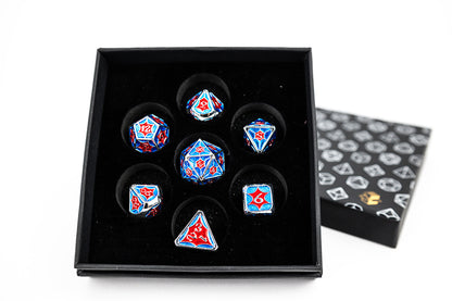 LPG Dice Set - Metal RPG Leadlight Red/Blue/Silver - Good Games