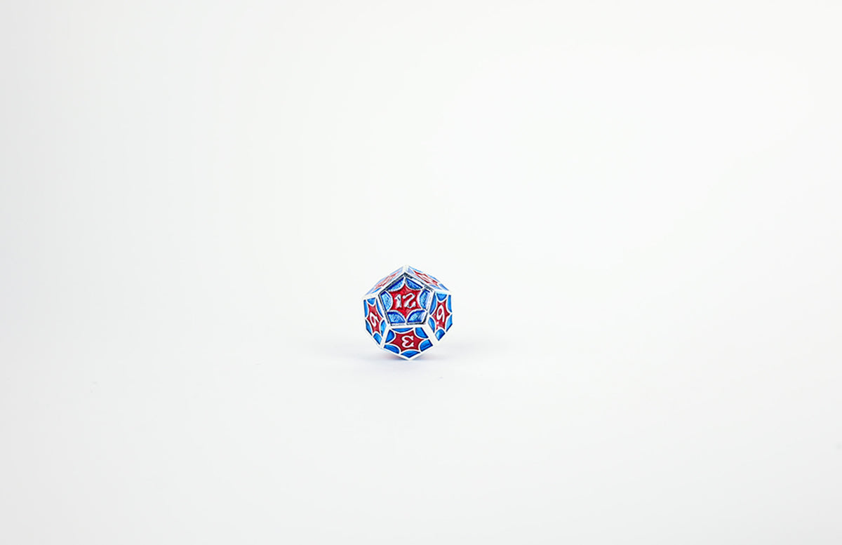 LPG Dice Set - Metal RPG Leadlight Red/Blue/Silver