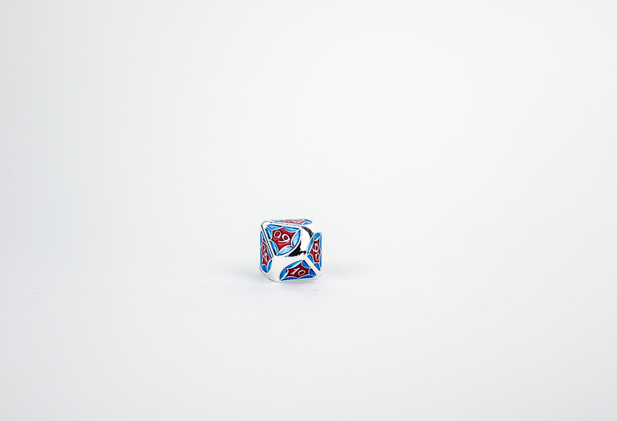LPG Dice Set - Metal RPG Leadlight Red/Blue/Silver