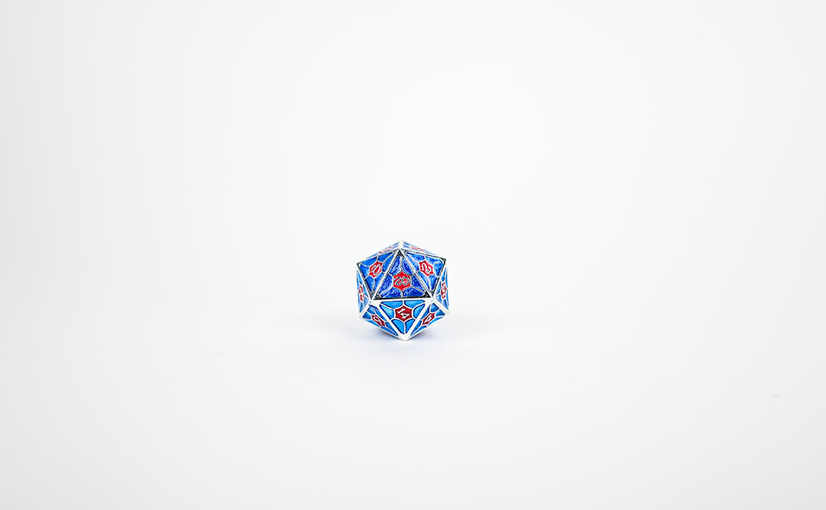 LPG Dice Set - Metal RPG Leadlight Red/Blue/Silver