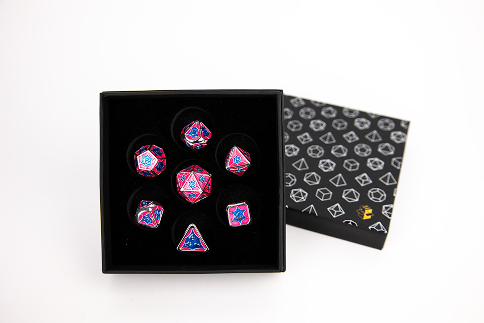 LPG Dice Set - Metal RPG Leadlight Blue/Pink/Silver - Good Games