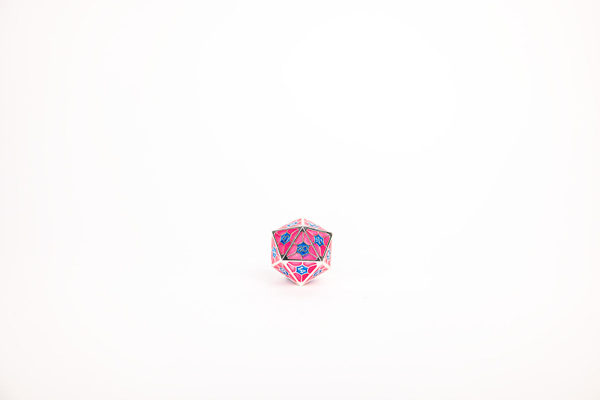 LPG Dice Set - Metal RPG Leadlight Blue/Pink/Silver