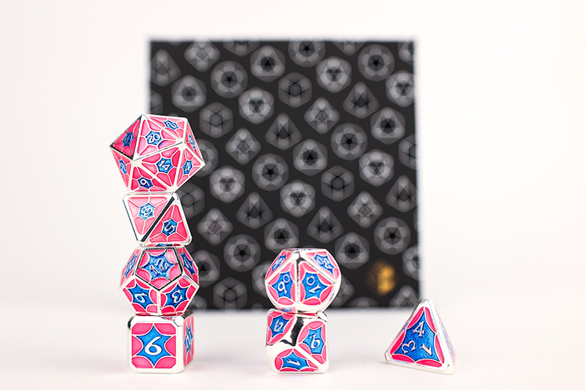LPG Dice Set - Metal RPG Leadlight Blue/Pink/Silver - Good Games