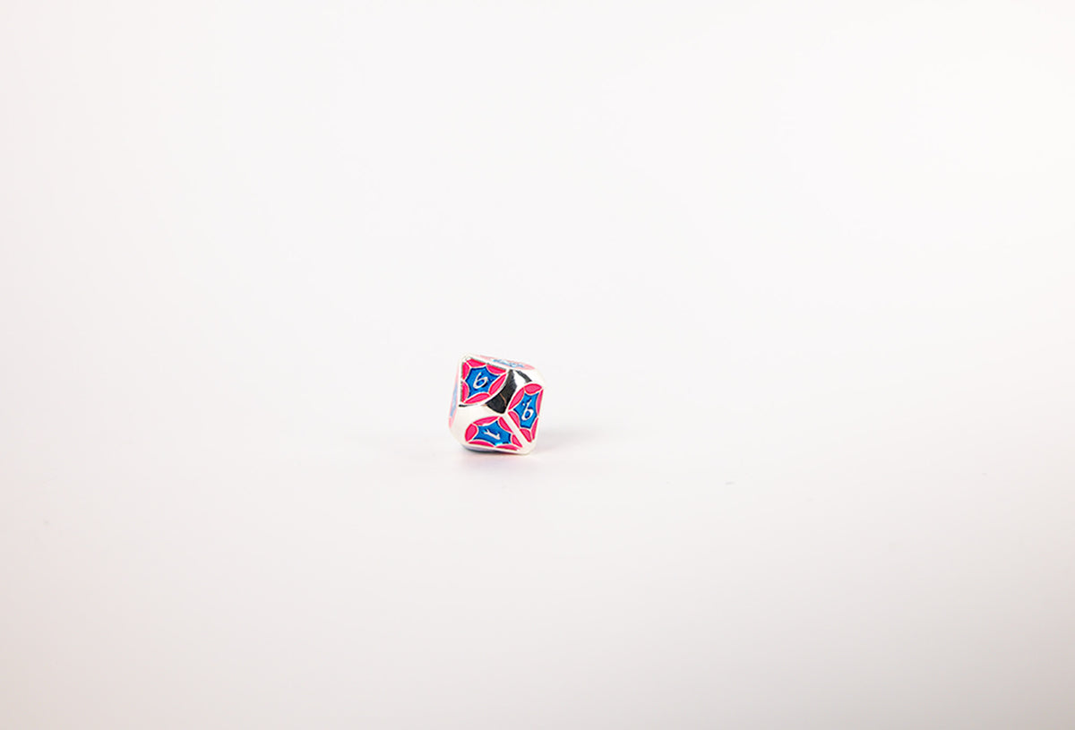 LPG Dice Set - Metal RPG Leadlight Blue/Pink/Silver