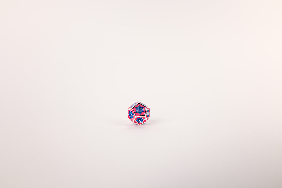LPG Dice Set - Metal RPG Leadlight Blue/Pink/Silver
