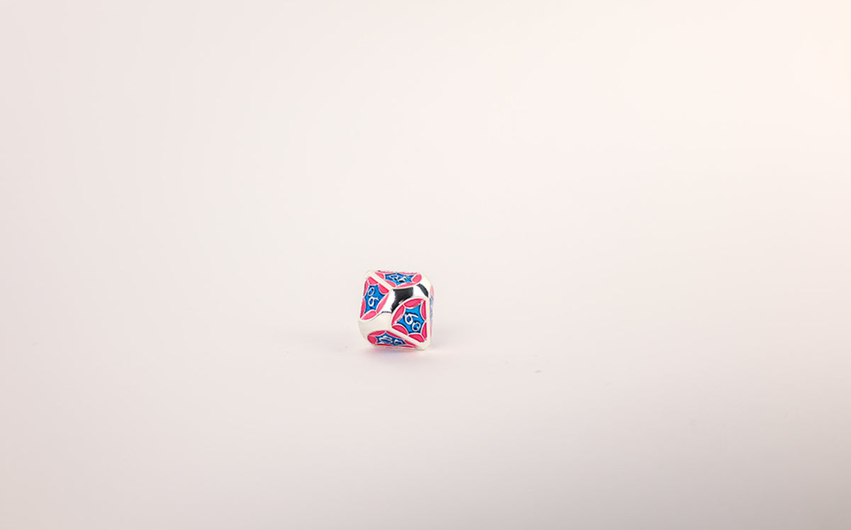 LPG Dice Set - Metal RPG Leadlight Blue/Pink/Silver