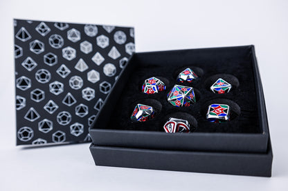LPG Dice Set - Metal RPG Leadlight 4 Colour/Silver - Good Games