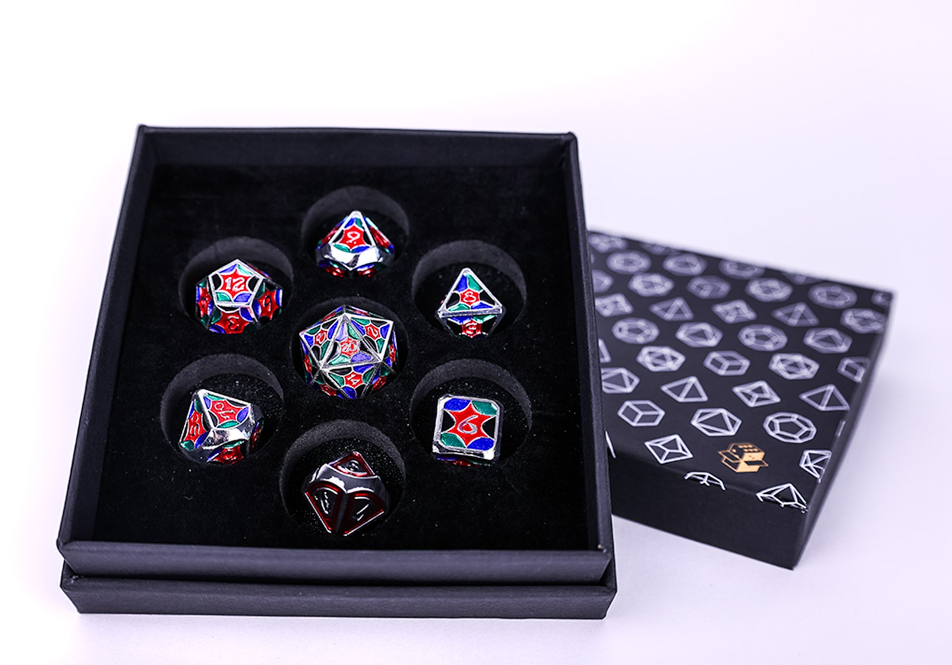 LPG Dice Set - Metal RPG Leadlight 4 Colour/Silver - Good Games