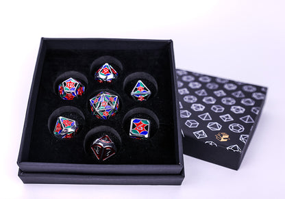 LPG Dice Set - Metal RPG Leadlight 4 Colour/Silver - Good Games