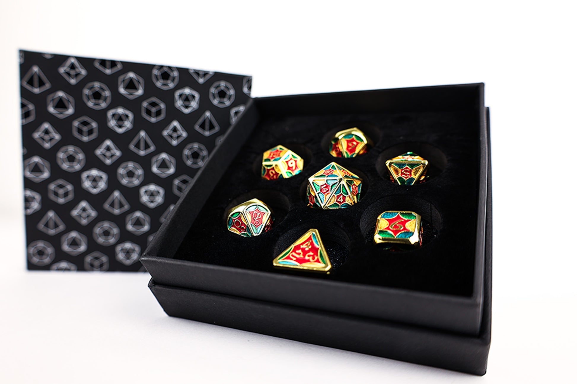 LPG Dice Set - Metal RPG Leadlight 4 Colour/Gold - Good Games