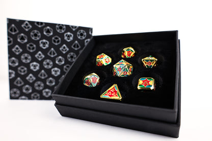 LPG Dice Set - Metal RPG Leadlight 4 Colour/Gold - Good Games
