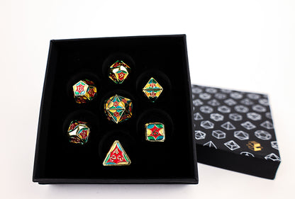 LPG Dice Set - Metal RPG Leadlight 4 Colour/Gold - Good Games