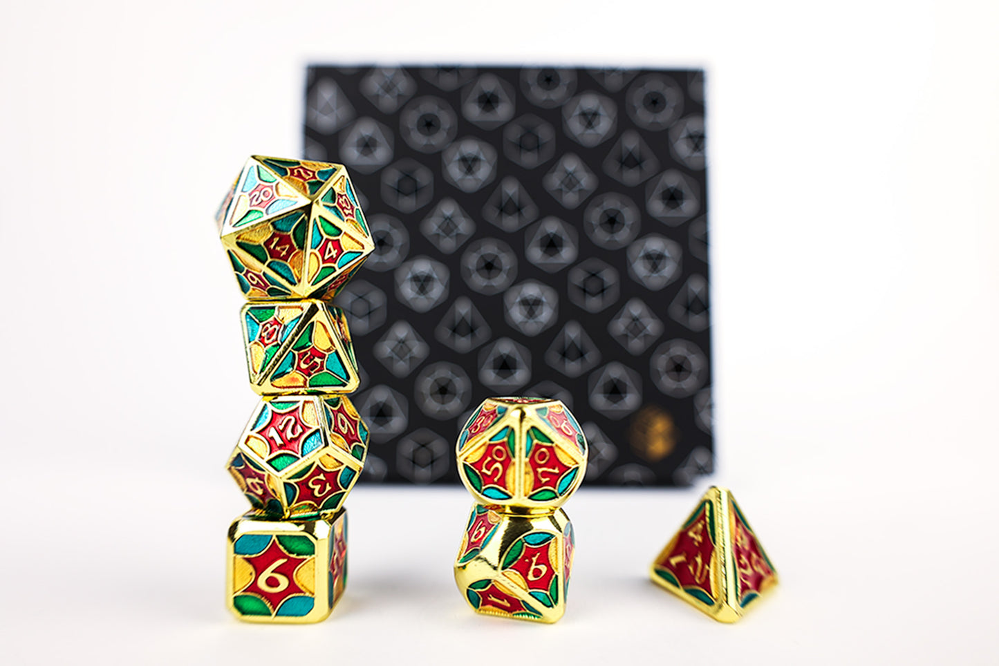 LPG Dice Set - Metal RPG Leadlight 4 Colour/Gold - Good Games