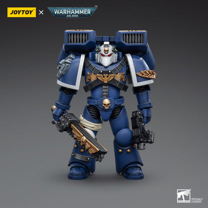 Warhammer Collectibles: 1/18 Scale Ultramarines Vanguard Veteran with Chainsword and Bolt Pistol - Good Games