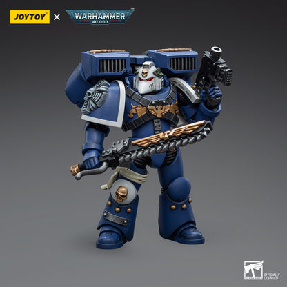 Warhammer Collectibles: 1/18 Scale Ultramarines Vanguard Veteran with Chainsword and Bolt Pistol - Good Games