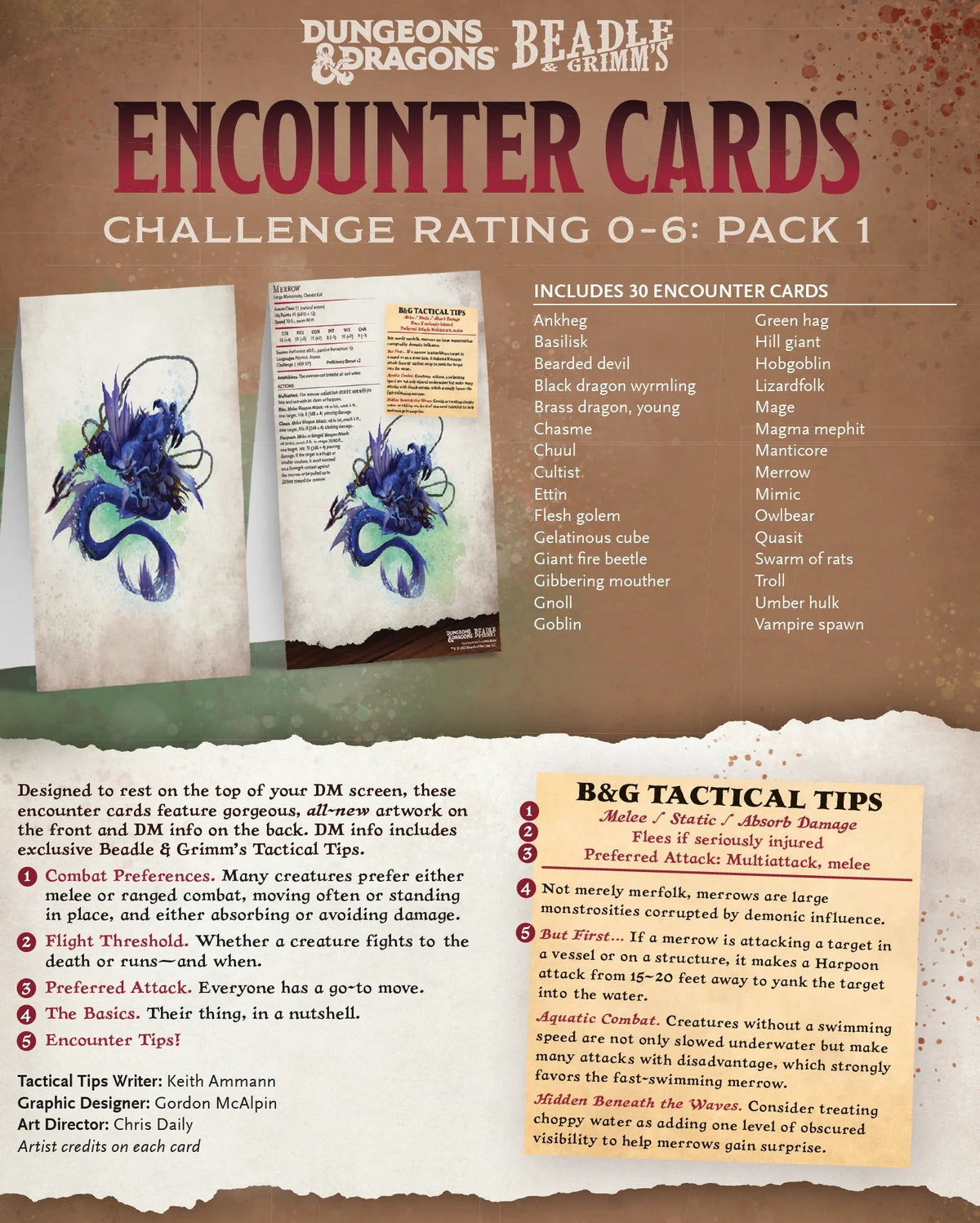 Beadle &amp; Grimms Encounter Cards - Challenge Rating 0-6: Pack 1