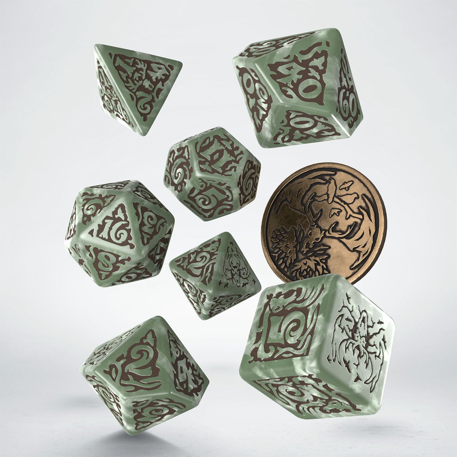 Q Workshop - The Witcher Dice Set Leshen - Totem Builder Dice Set 7 With Coin - Good Games