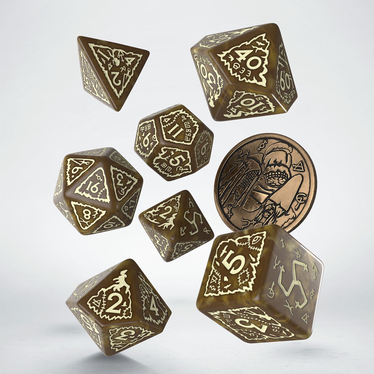 Q Workshop - The Witcher Dice Set Crones - Weavess Dice Set 7 With Coin - Good Games