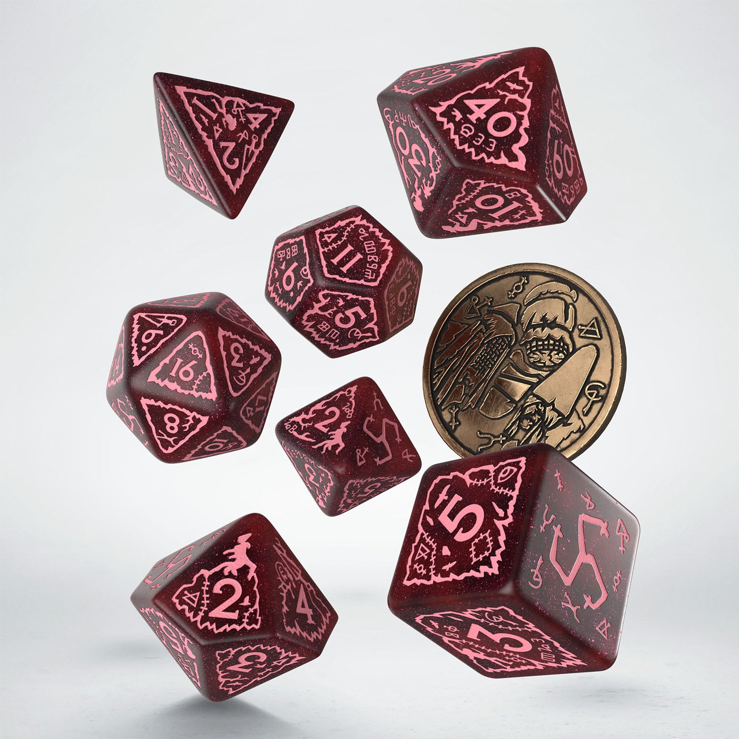 Q Workshop - The Witcher Dice Set Crones - Whispess Dice Set 7 With Coin - Good Games