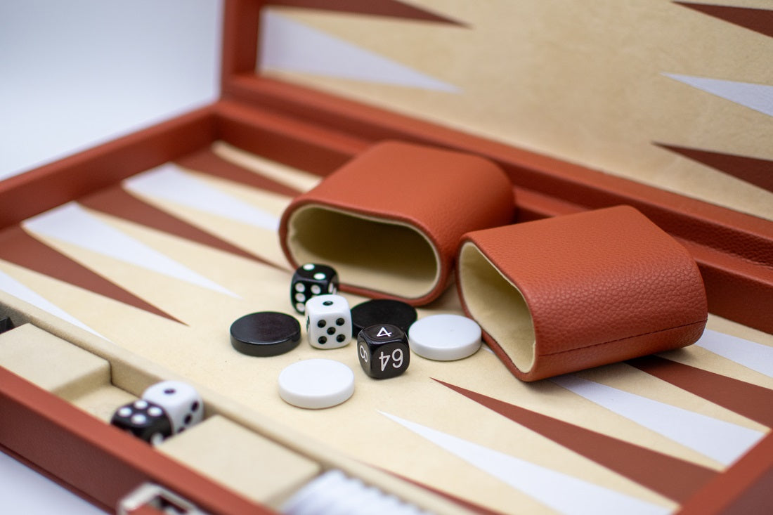 LPG Classics Leather Backgammon Set - Brown