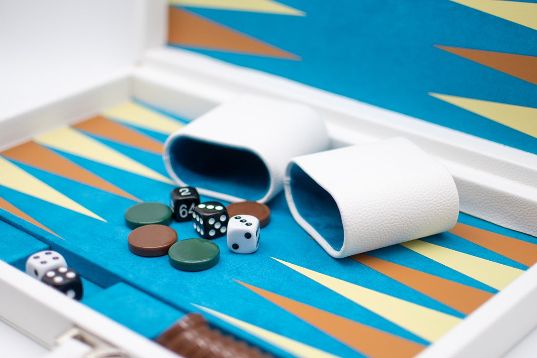 LPG Classics Leather Backgammon Set - White