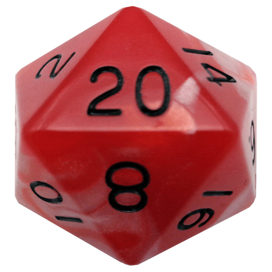 Metallic Dice Games Acrylic d20: Red/White w/ Black Numbers - Good Games