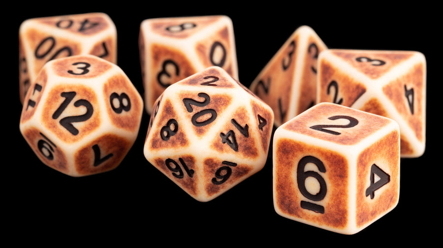 Metallic Dice Games - Polyhedral Resin Dice Set - Ancient Brown - Good Games