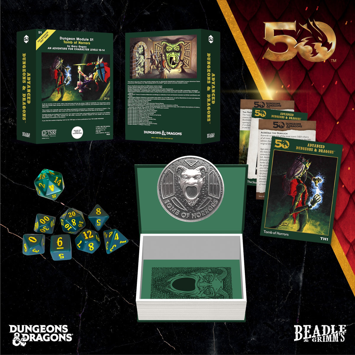 Beadle &amp; Grimms Classic Module Collection Tomb of Horrors Dice &amp; Accessories Set D&amp;D 50th