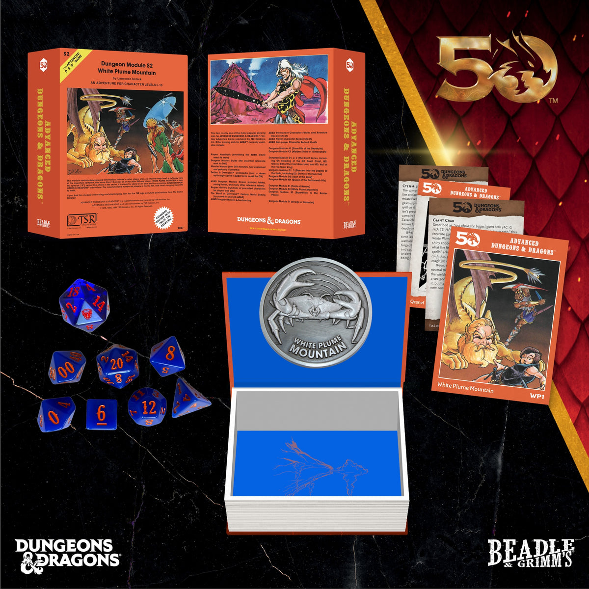 Beadle &amp; Grimms White Plume Mountain Dice &amp; Accessories Set D&amp;D 50th