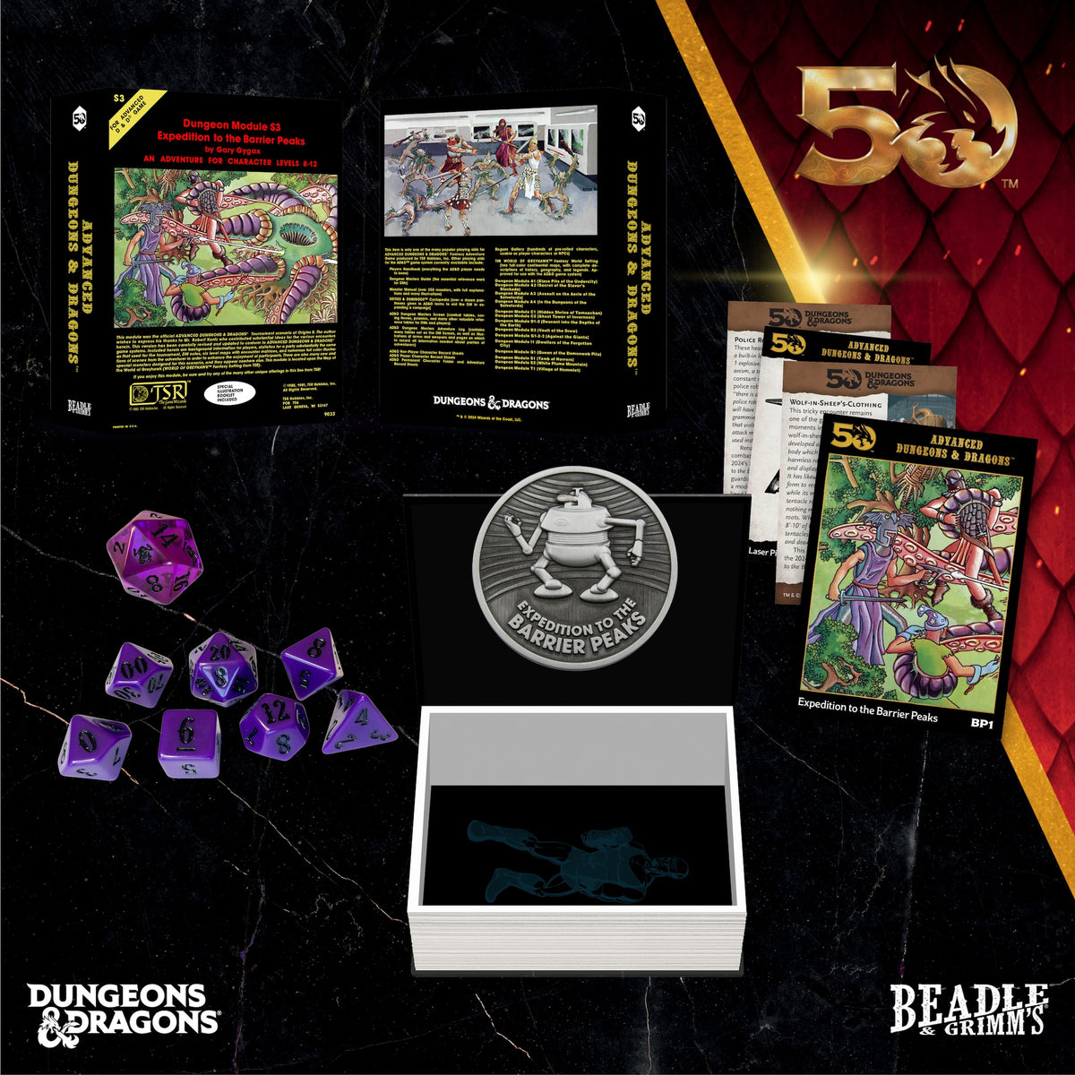 Beadle &amp; Grimms Expedition to Barrier Peaks Dice &amp; Accessories Set D&amp;D 50th