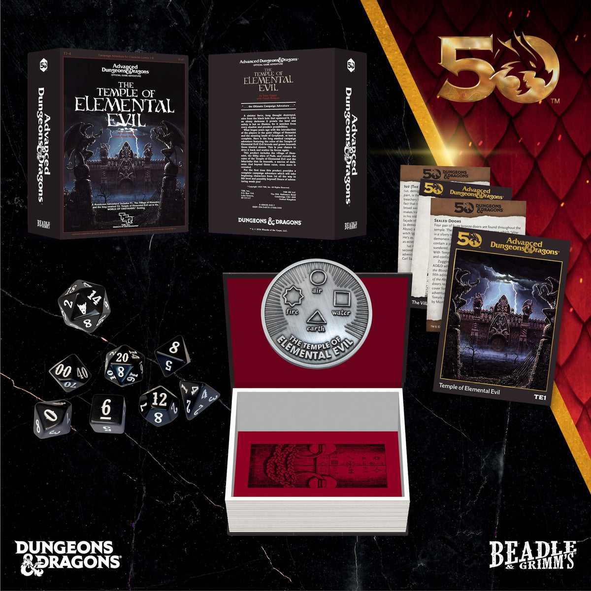 Beadle &amp; Grimms The Temple of Elemental Evil Dice &amp; Accessories Set D&amp;D 50th