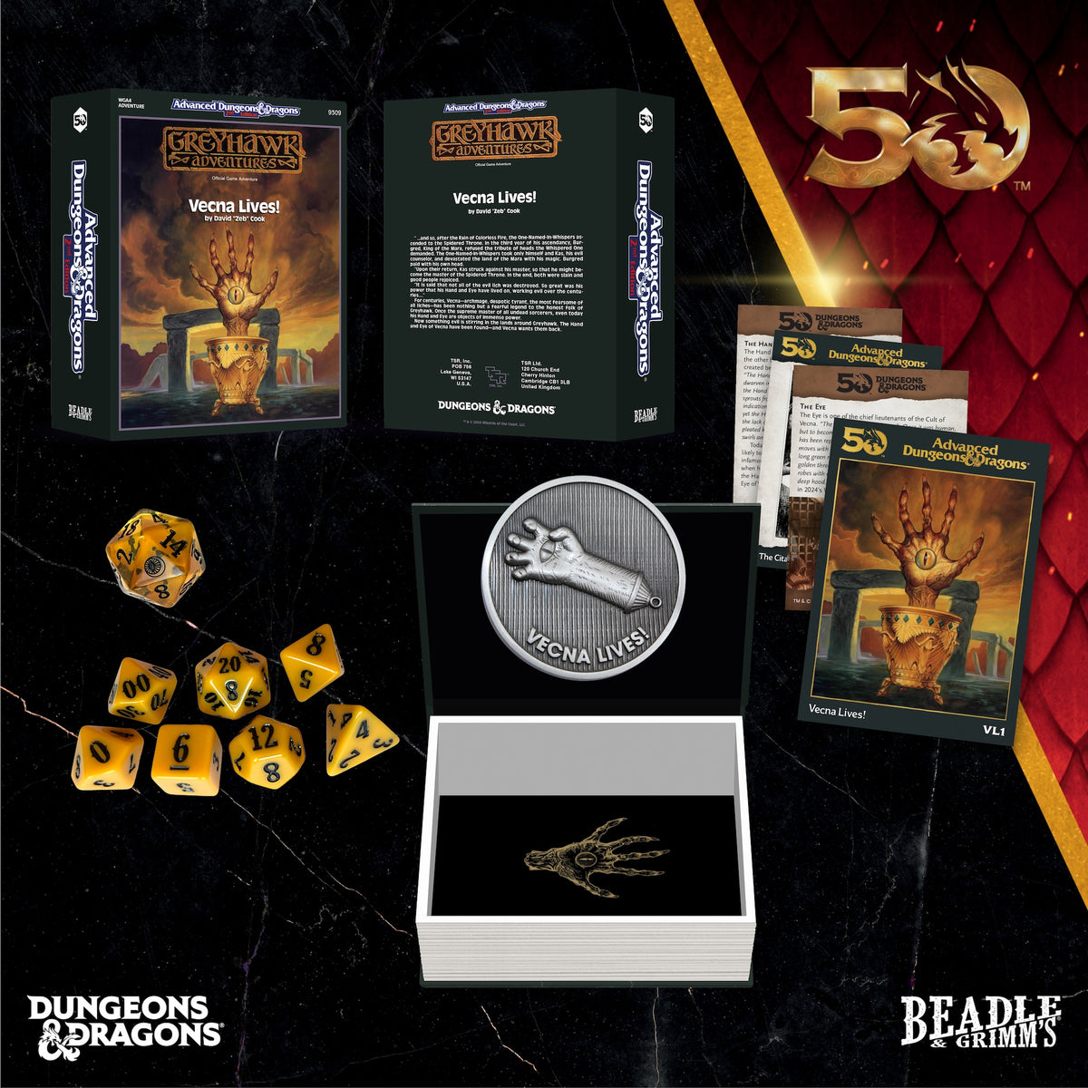 Beadle &amp; Grimms Vecna Lives Dice &amp; Accessories Set D&amp;D 50th