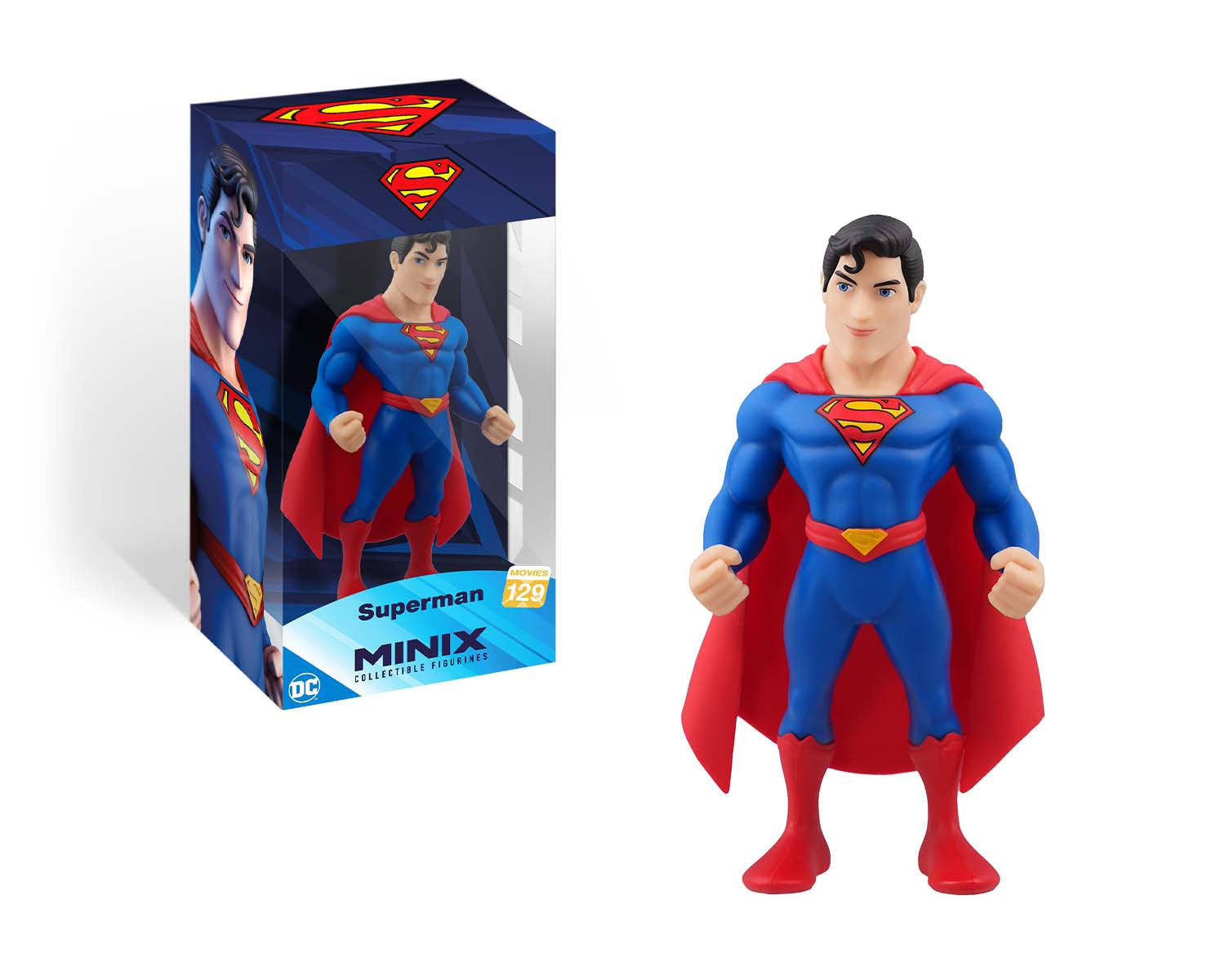 Figure displayed inside DC-themed box with Superman character art and logo