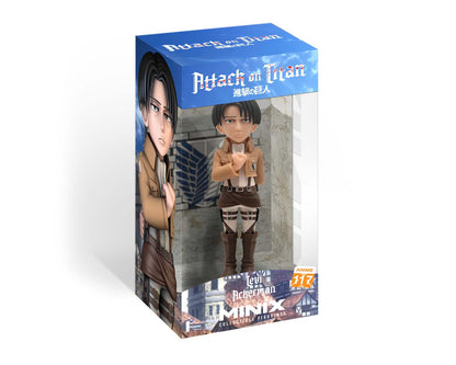 Front view of Levi Ackerman figure in Survey Corps cloak with serious expression