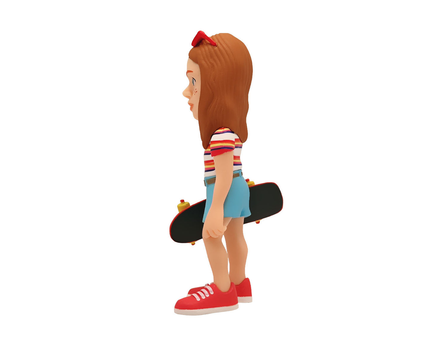 Rear angle showing back of figure and headphone band over head