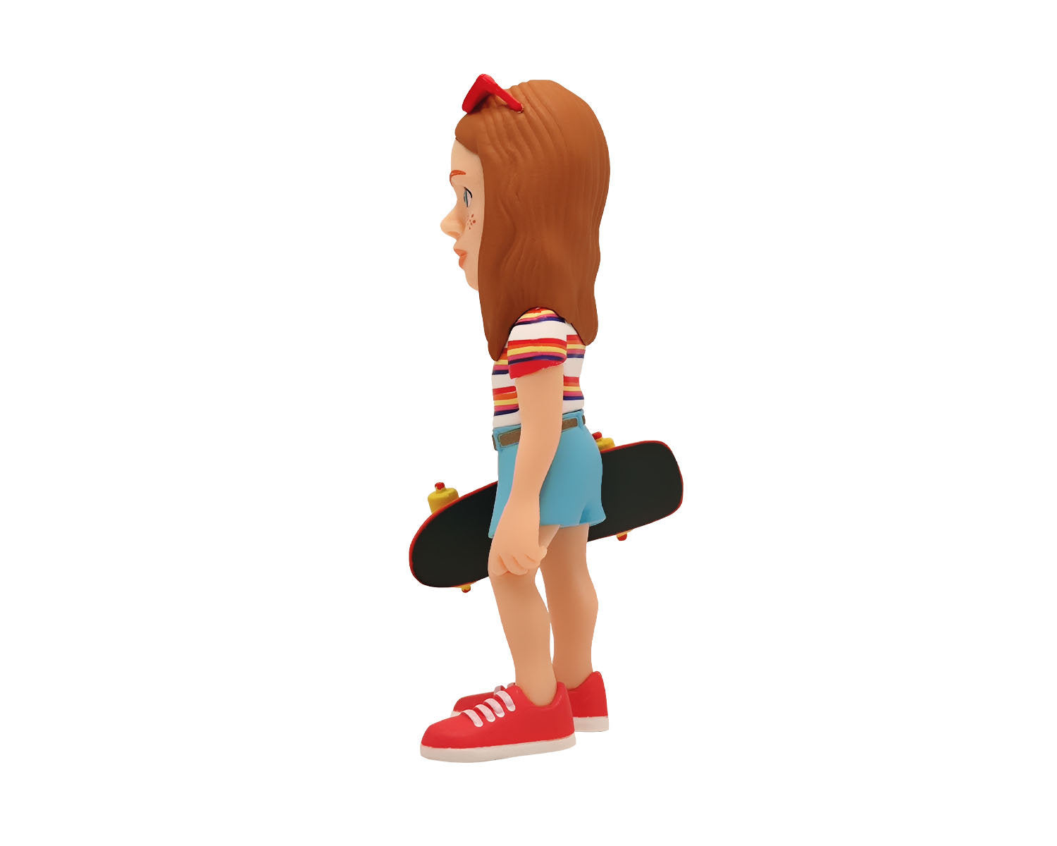 Rear angle showing back of figure and headphone band over head