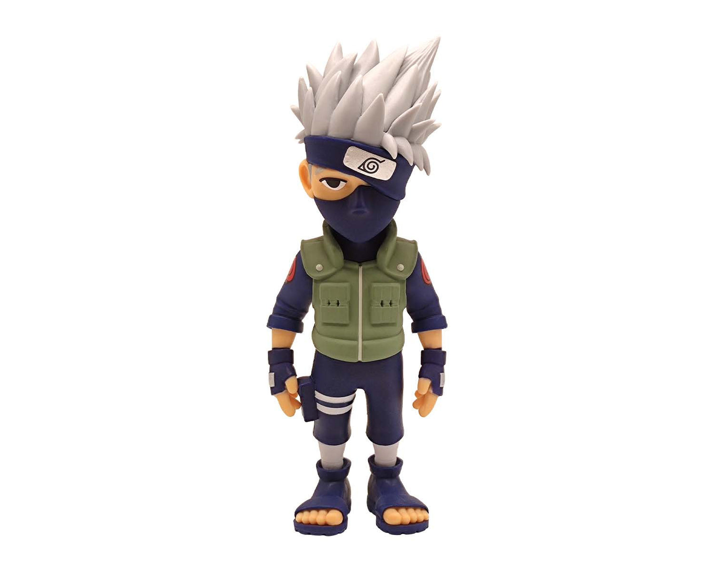 Dynamic side pose emphasizing Kakashi’s silver hair and headband tilted over his left eye