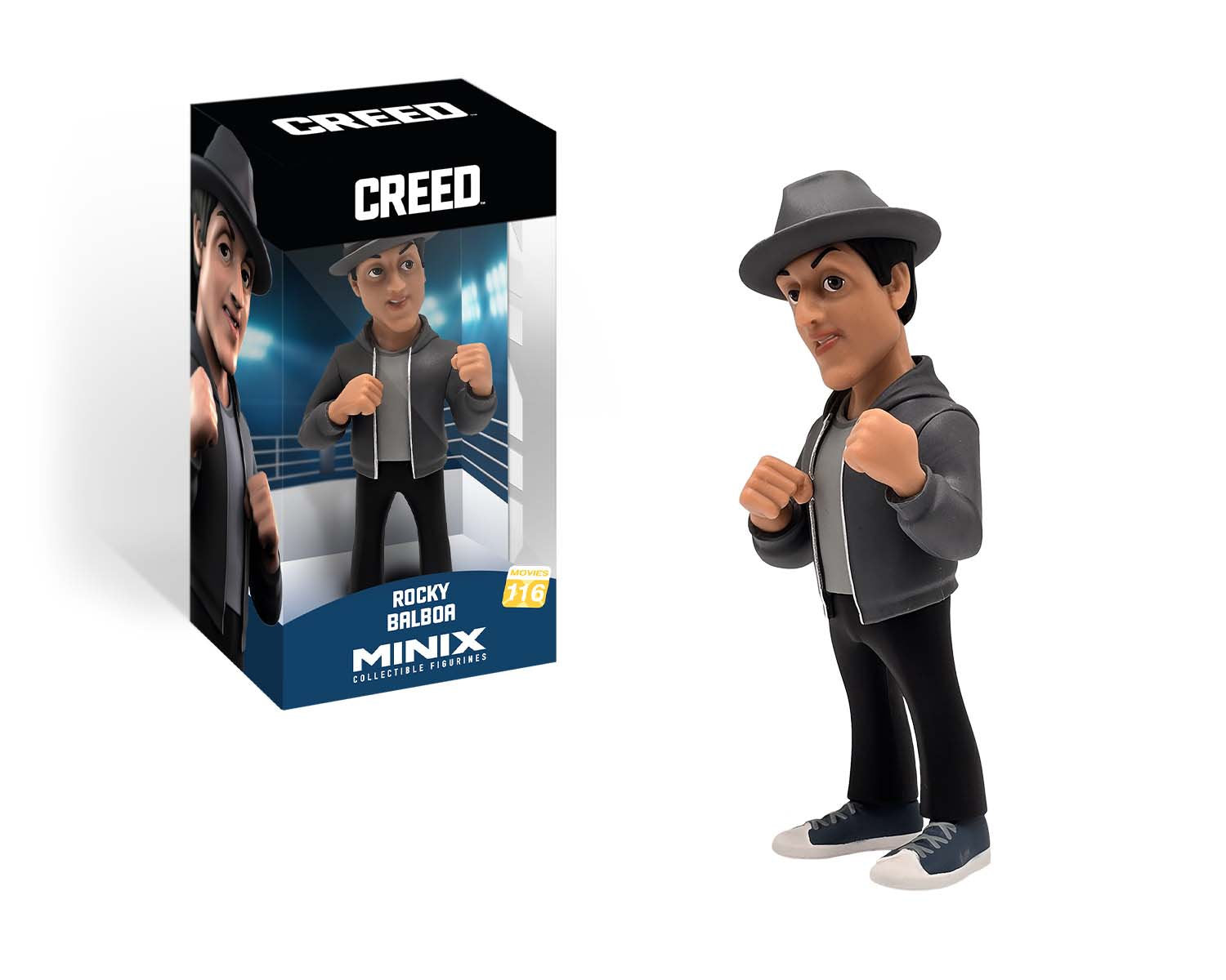 Figure boxed in Creed packaging featuring Rocky's name and stylized photo background