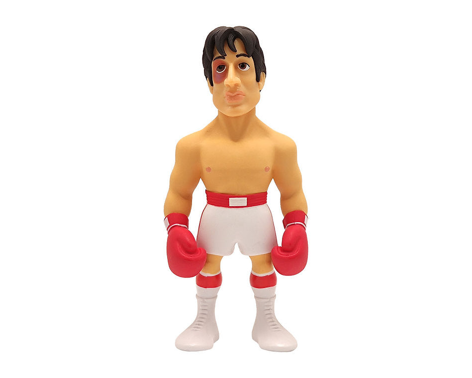MINIX Rocky Rocky Balbo figure boxer in white shorts, red gloves, and bruised eye
