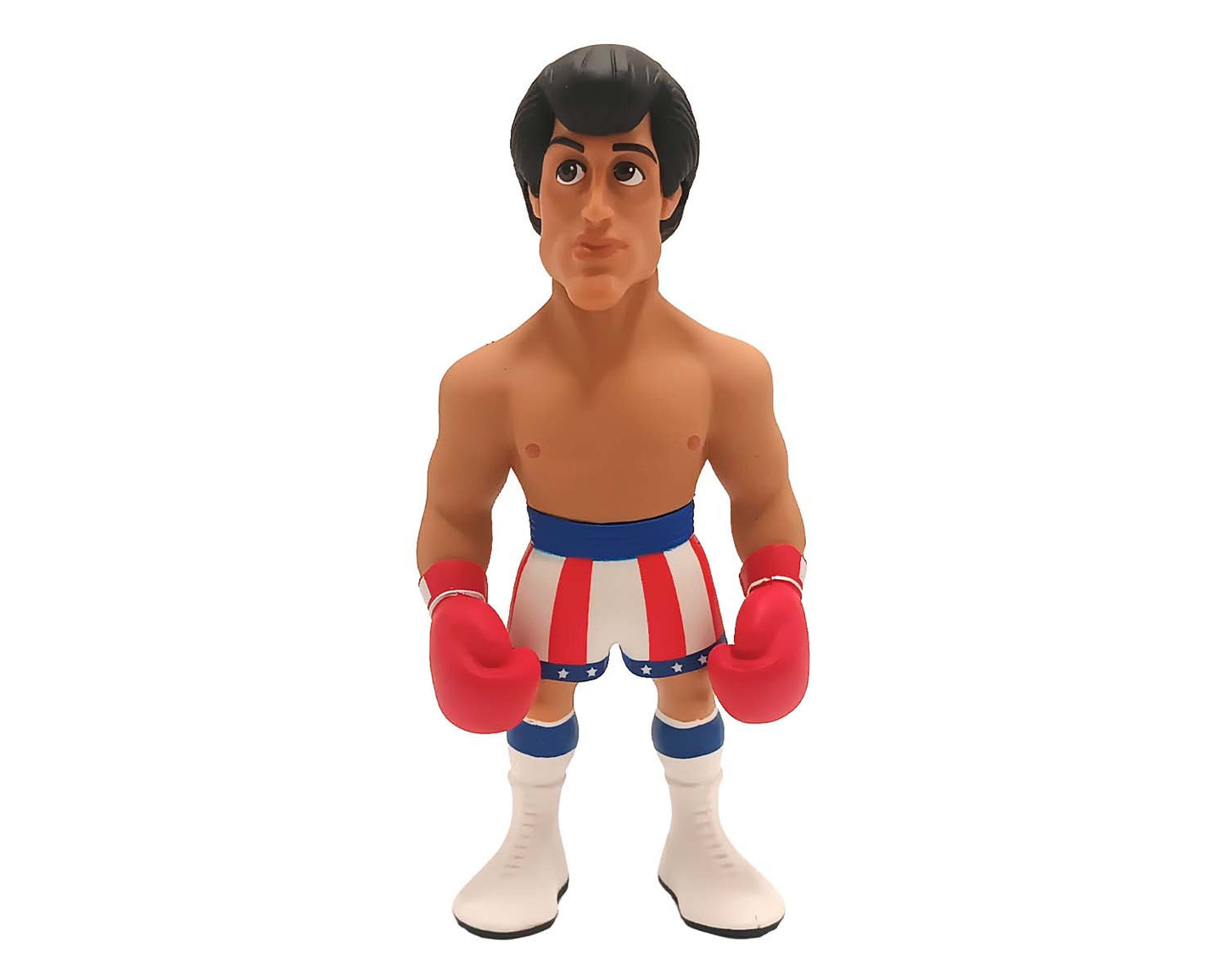 Side view showing sculpted body, determined expression, and boxing stance