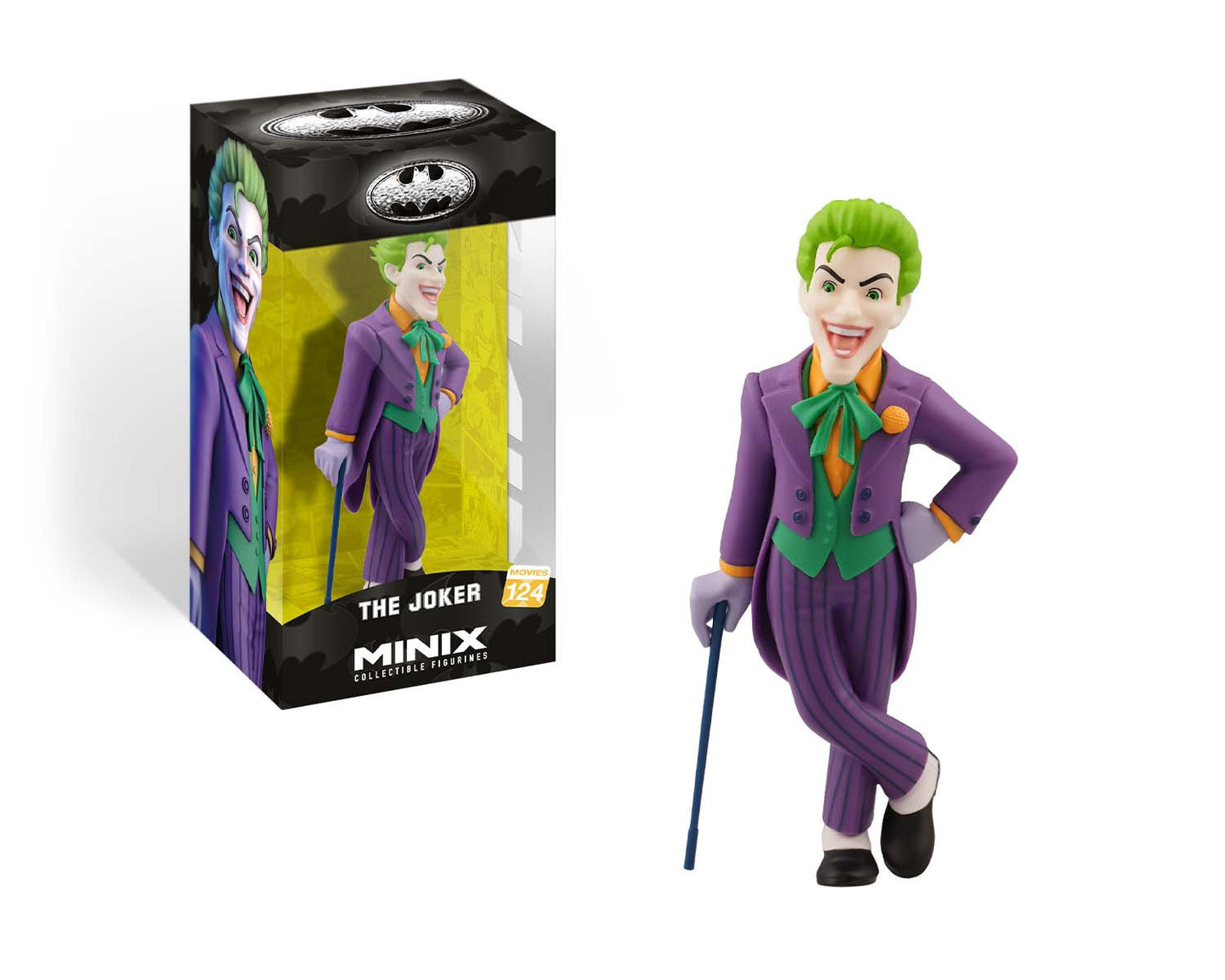 Figure inside DC-themed packaging with Joker branding and figure visible through window