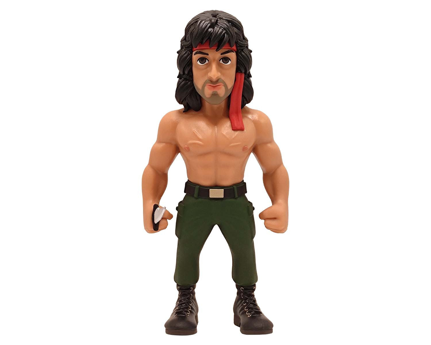Side view showing weapon detail, flowing hair, and camouflage pants
