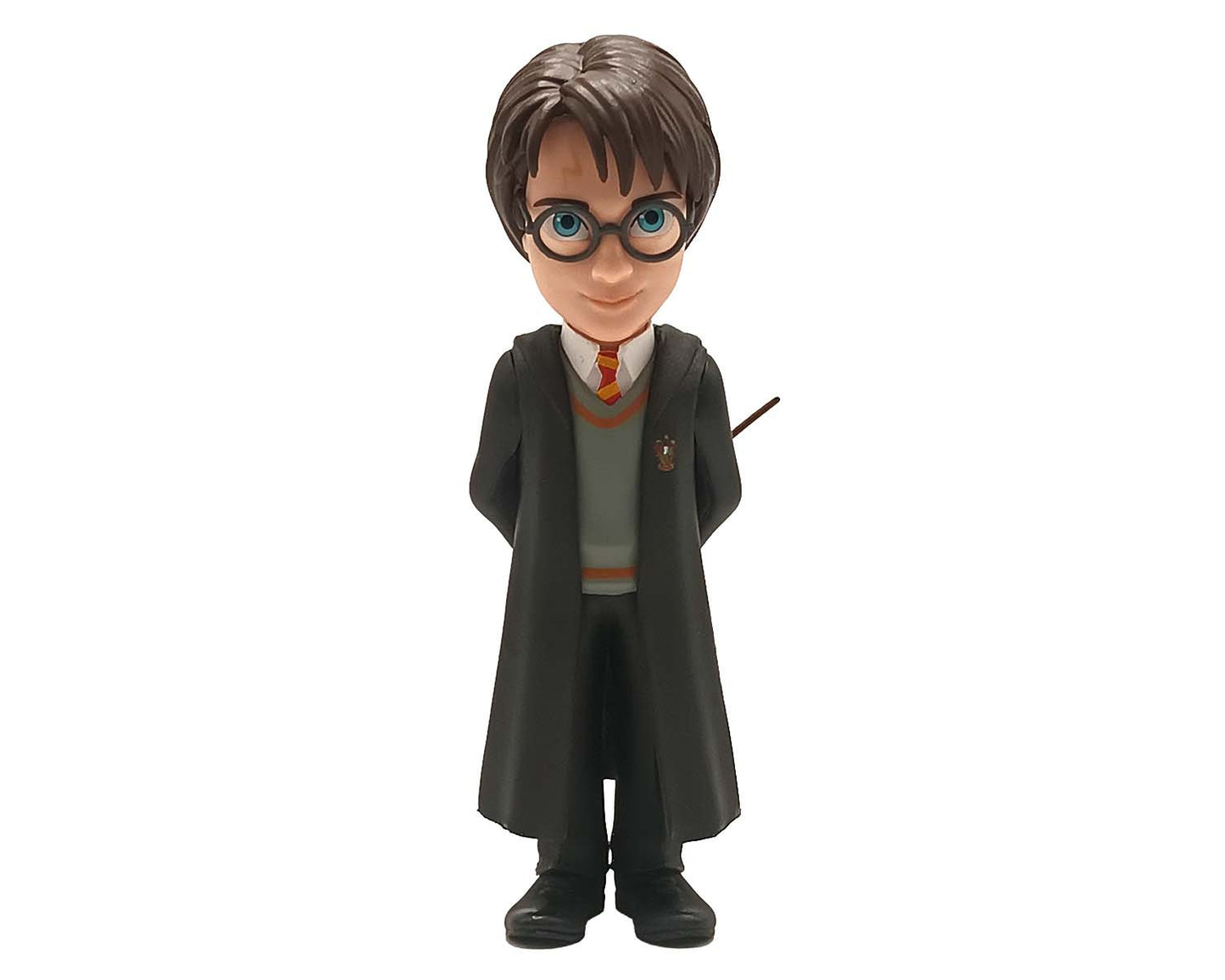 Side profile showing wand raised and scarf fluttering