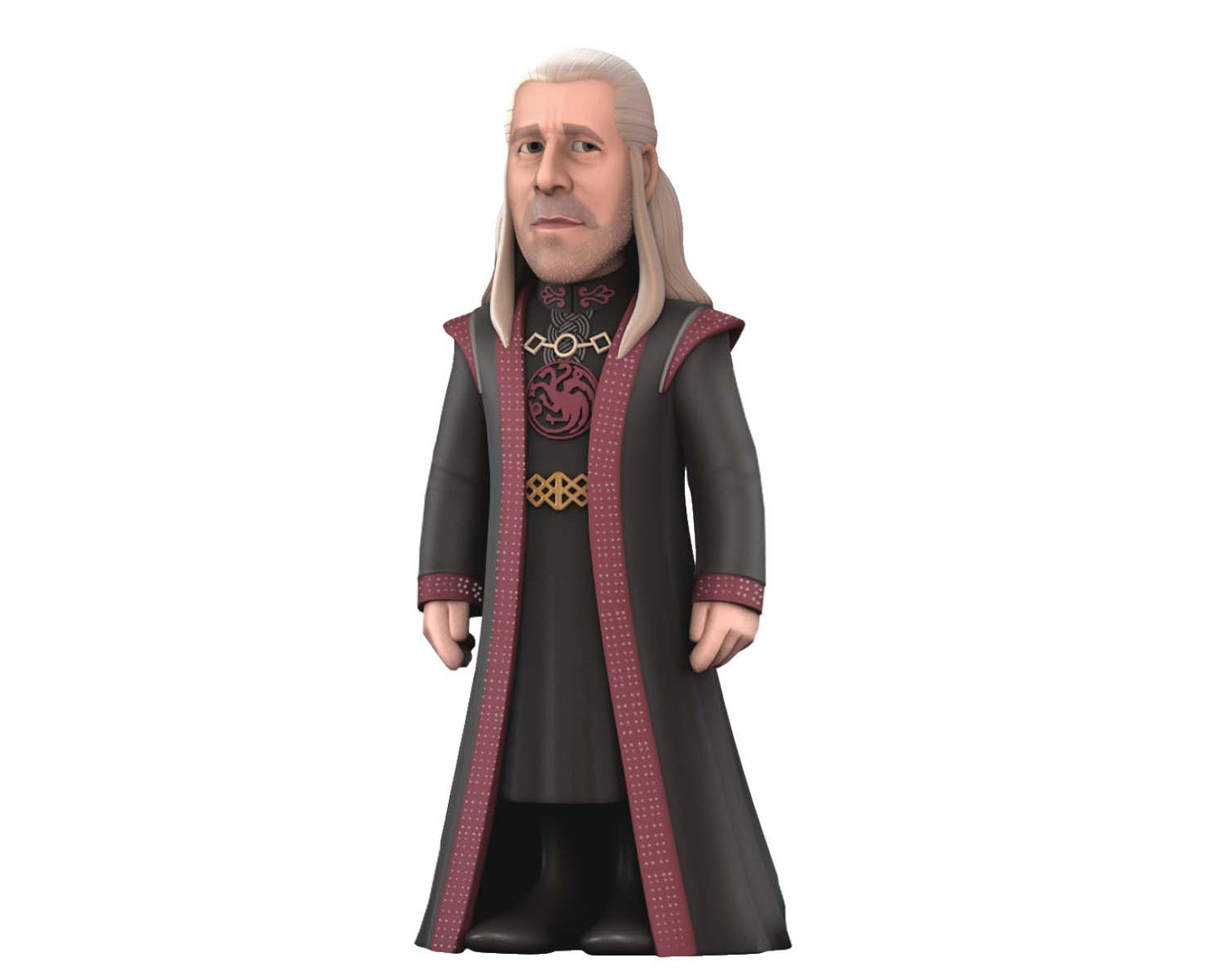 Side view showing flowing cape and facial features with beard and scar detail