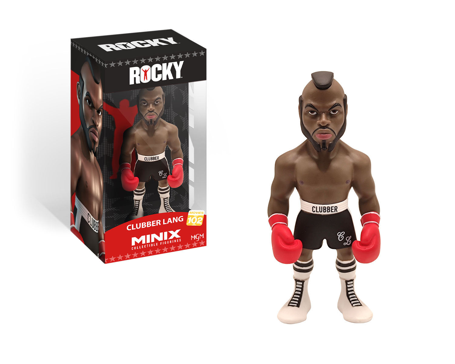 Packaged figure inside Rocky-themed box with Clubber Lang name and illustration
