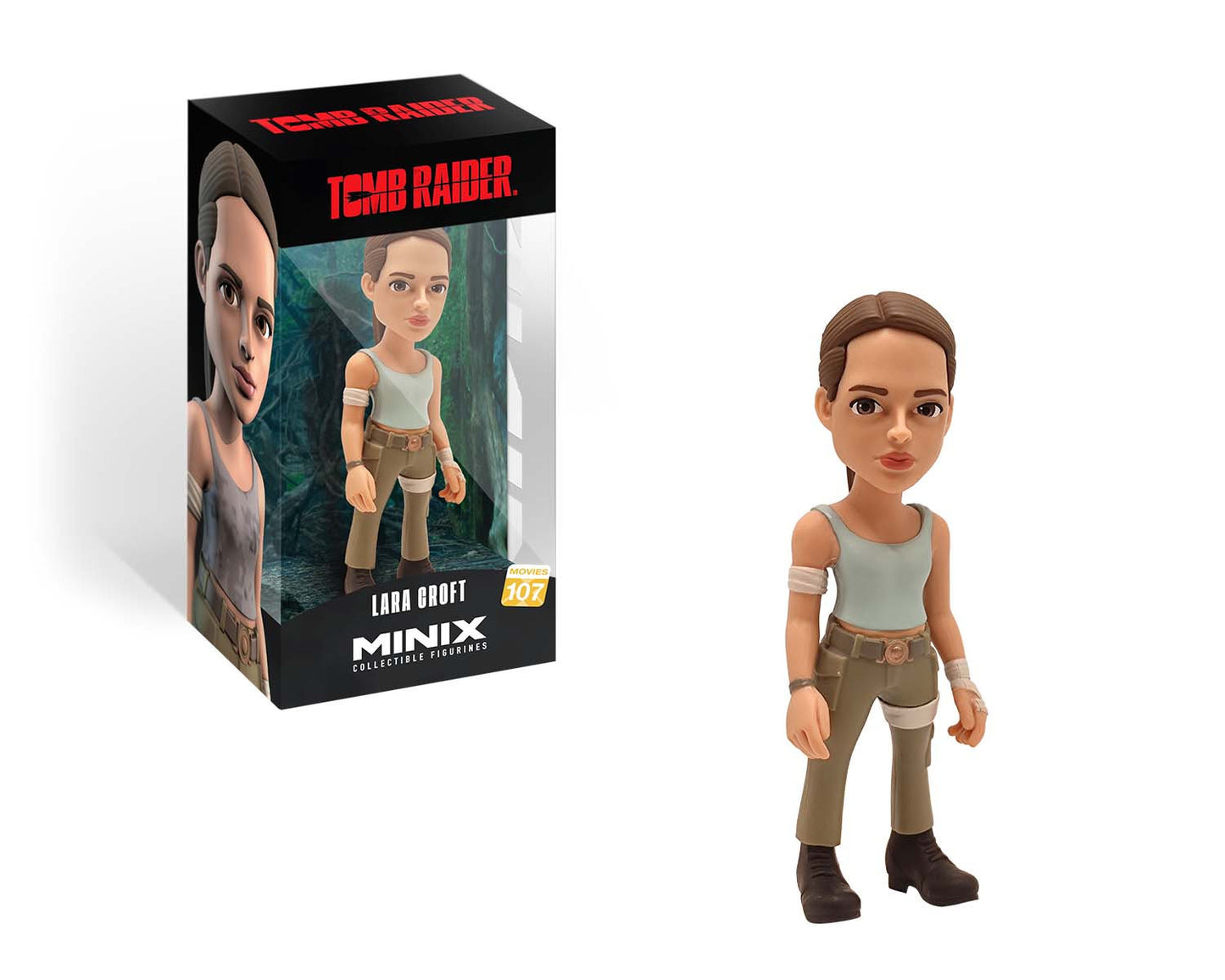 Figure in Tomb Raider-themed box with character art and product branding