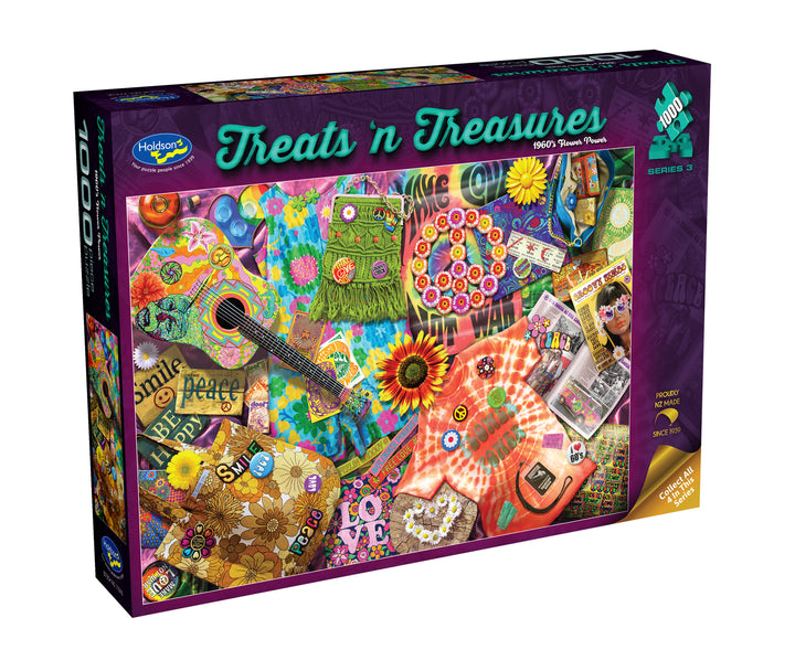 Holdson - Treats N Treasures 1960s Flower Power 1000 Piece Jigsaw - Good Games
