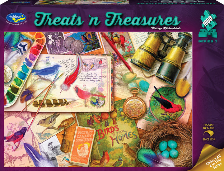 Holdson - Treats N Treasures Vintage Birdwatch 1000 Piece Jigsaw - Good Games