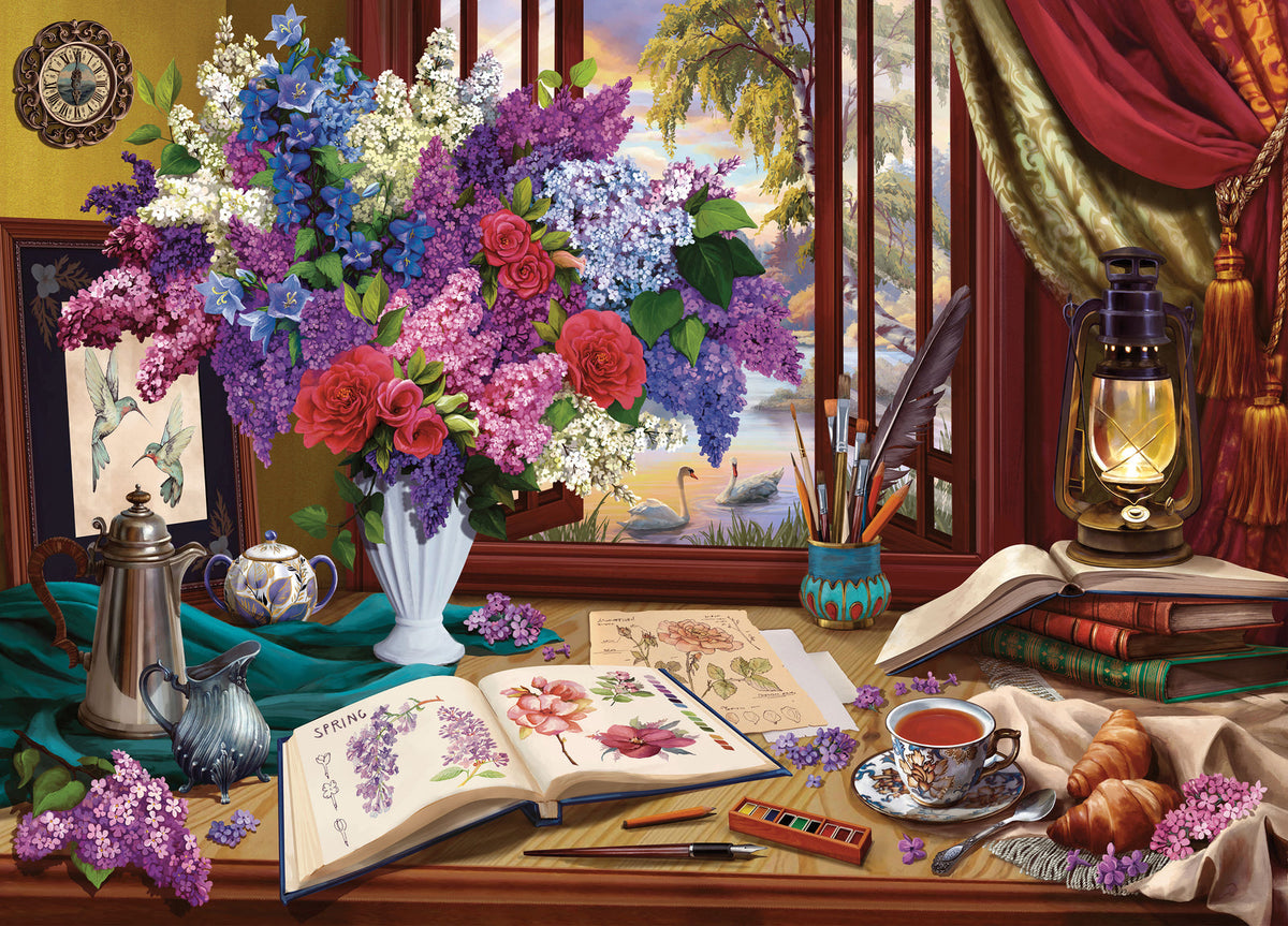 Holdson - Window Wonderland Lilacs And Swans 1000 Piece Jigsaw
